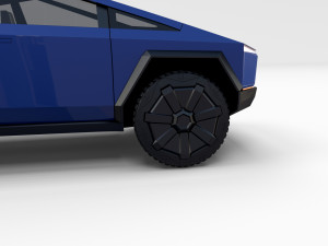 tesla cybertruck with chassis blue 3D 模型