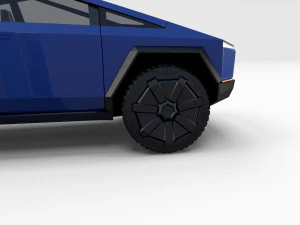 tesla cybertruck with chassis blue 3D Model
