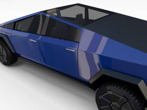 tesla cybertruck with chassis blue 3D 模型