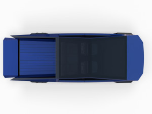 tesla cybertruck with chassis blue 3D 模型