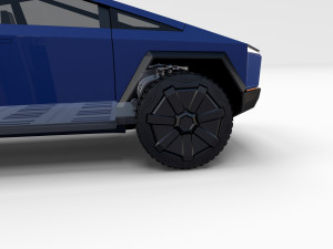 tesla cybertruck with chassis blue 3D 模型