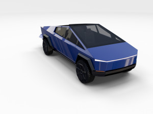 tesla cybertruck with chassis blue 3D 模型