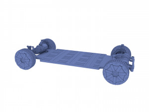 tesla cybertruck with chassis blue 3D 模型