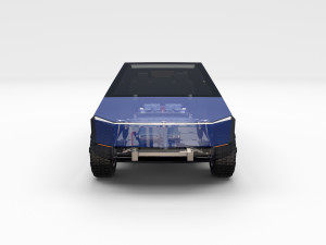 tesla cybertruck with chassis blue 3D 模型