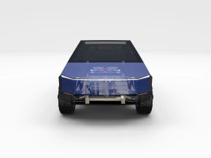 tesla cybertruck with chassis blue 3D Model