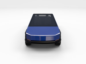 tesla cybertruck with chassis blue 3D 模型