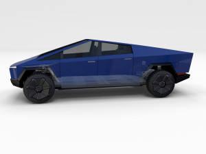 tesla cybertruck with chassis blue 3D 模型