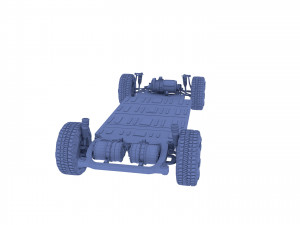 tesla cybertruck with chassis blue 3D 模型