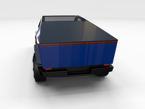 tesla cybertruck with chassis blue 3D 模型