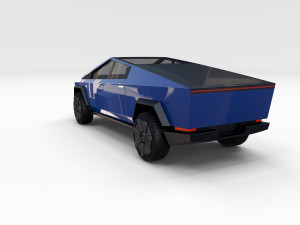 tesla cybertruck with chassis blue 3D 模型