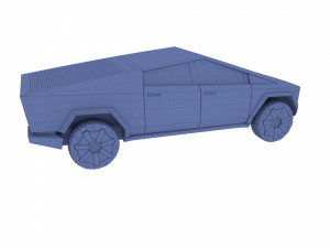 tesla cybertruck with chassis blue 3D 模型