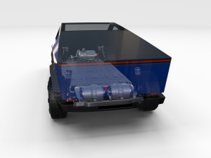 tesla cybertruck with chassis blue 3D 模型