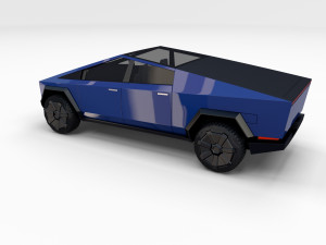 tesla cybertruck with chassis blue 3D 模型