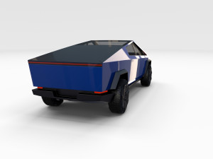 tesla cybertruck with chassis blue 3D 模型