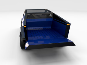 tesla cybertruck with chassis blue 3D 模型