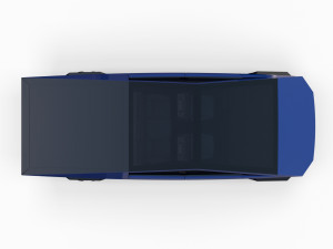 tesla cybertruck with chassis blue 3D 模型
