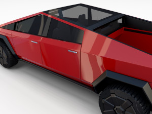 tesla cybertruck with chassis red Modello 3D