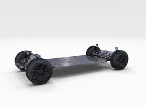 tesla cybertruck with chassis red Modello 3D