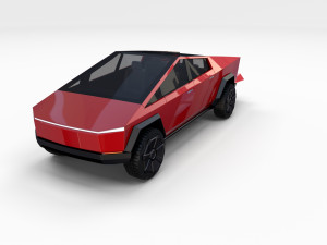 tesla cybertruck with chassis red Modello 3D
