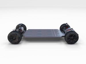 tesla cybertruck with chassis red Modello 3D