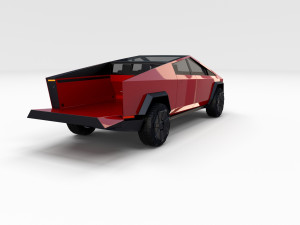 tesla cybertruck with chassis red Modello 3D