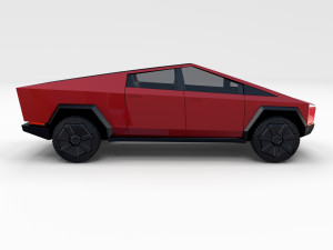 tesla cybertruck with chassis red Modello 3D