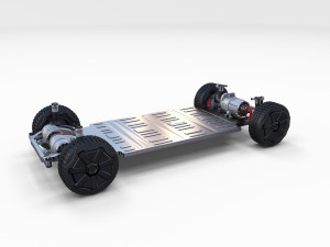 tesla cybertruck with chassis red Modello 3D