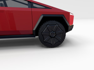 tesla cybertruck with chassis red Modello 3D