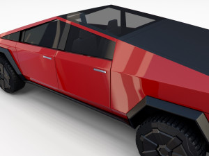 tesla cybertruck with chassis red Modello 3D