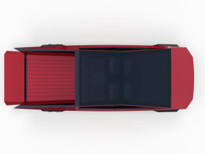 tesla cybertruck with chassis red Modello 3D