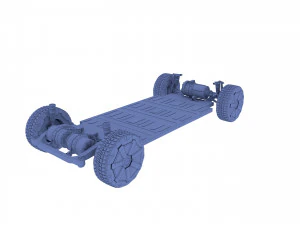 tesla cybertruck with chassis red 3D Model