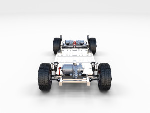 tesla cybertruck with chassis red Modello 3D
