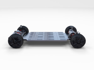 tesla cybertruck with chassis red Modello 3D