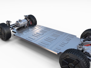 tesla cybertruck with chassis red Modello 3D