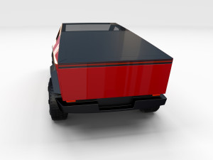tesla cybertruck with chassis red Modello 3D