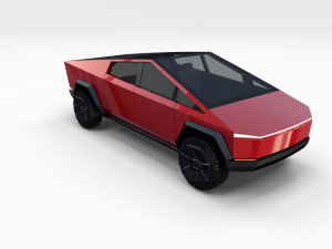 tesla cybertruck with chassis red Modello 3D