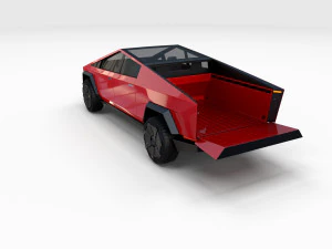tesla cybertruck with chassis red 3D Model