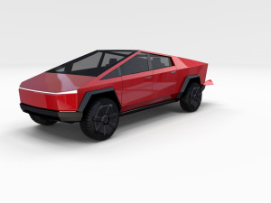 tesla cybertruck with chassis red Modello 3D