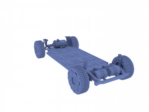 tesla cybertruck with chassis red Modello 3D