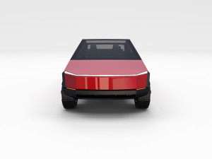 tesla cybertruck with chassis red Modello 3D