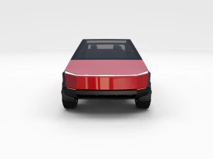 tesla cybertruck with chassis red 3D Model