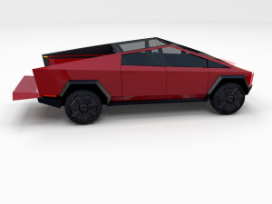 tesla cybertruck with chassis red Modello 3D
