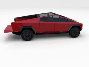 tesla cybertruck with chassis red 3D Model