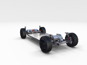 tesla cybertruck with chassis red Modello 3D