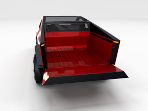 tesla cybertruck with chassis red Modello 3D