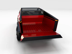 tesla cybertruck with chassis red 3D Model