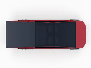 tesla cybertruck with chassis red 3D Model