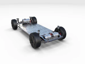 tesla cybertruck with chassis red 3D Model