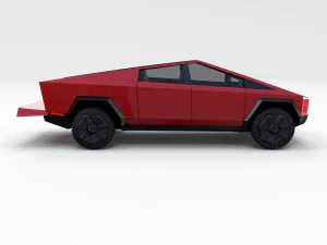 tesla cybertruck with chassis red 3D Model