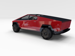 tesla cybertruck with chassis red Modello 3D